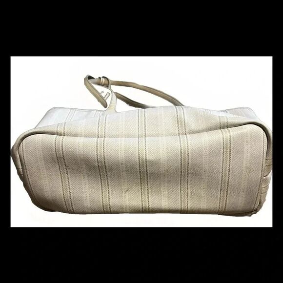 Coach Legacy Tote Bag 23108 Off-White Stripe Coated Canvas Leather - Picture 9 of 11